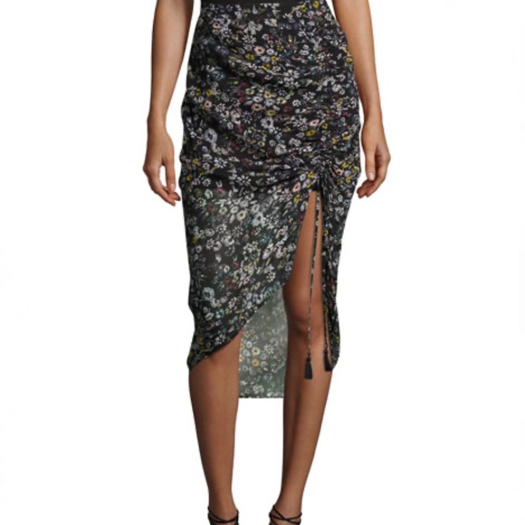 SOLD - Rebecca Minkoff Romy Ruched-Side Floral Midi Skirt - Picture 4 of 8